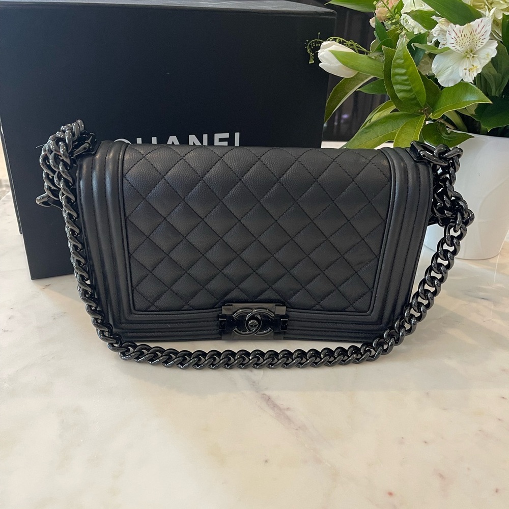 Chanel So Black Caviar Boy Bag Medium